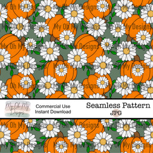 Fall, pumpkins, flowers - Seamless File