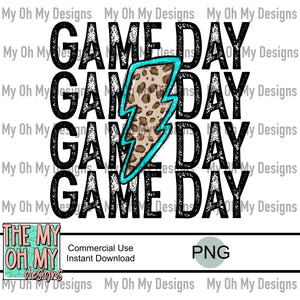 Game day, lightening bolt, leopard - PNG File