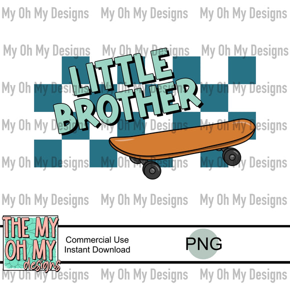 Little brother, skateboard, checkerboard - PNG File