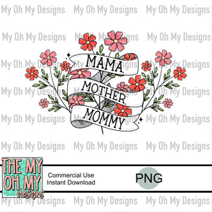 Mama, mother, mommy, floral, flowers - PNG File