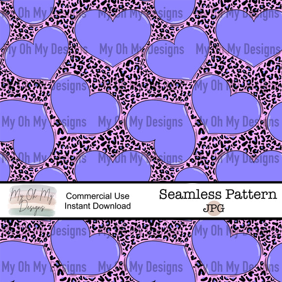 Hearts, Leopard Print, Valentines Day - Seamless File