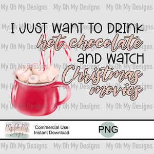 Hot chocolate and Christmas movies - PNG File