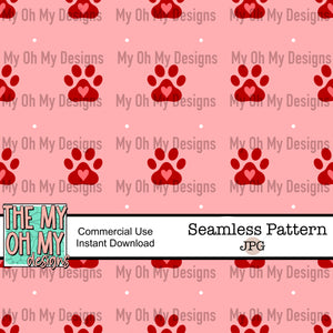 Valentine Paw Prints - Seamless File