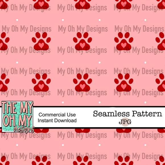 Valentine Paw Prints - Seamless File