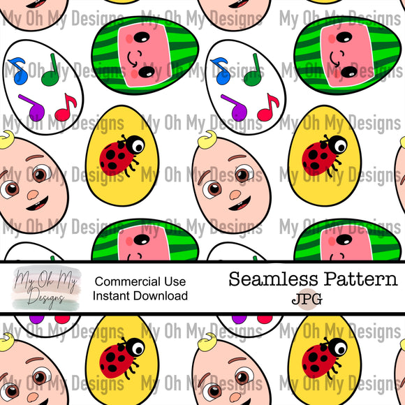 Melon Head, Easter, Eggs - Seamless File