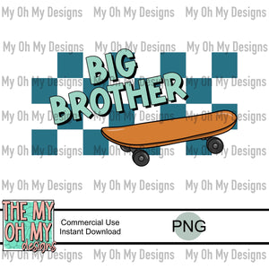 Big brother, skateboard, checkerboard - PNG File