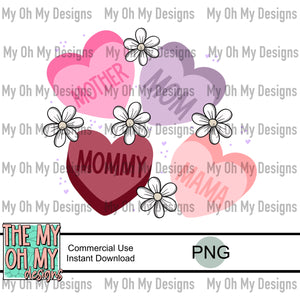 Candy hearts, mom life, Valentine’s Day - PNG File