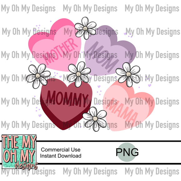 Candy hearts, mom life, Valentine’s Day - PNG File