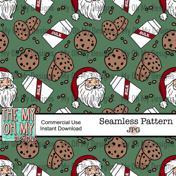 Santa’s cookies and milk, Christmas- Seamless File