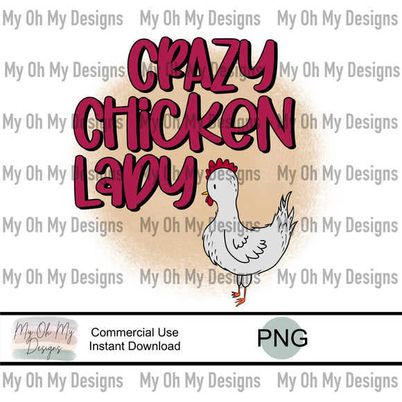 Crazy chicken Lady - PNG File