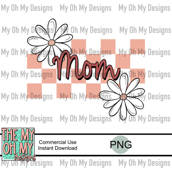 Mom floral checkerboard - PNG File