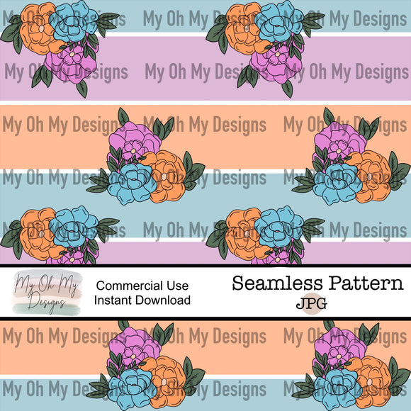 Flowers and stripes - Seamless File