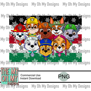 Superhero dogs, winter, Christmas - PNG File