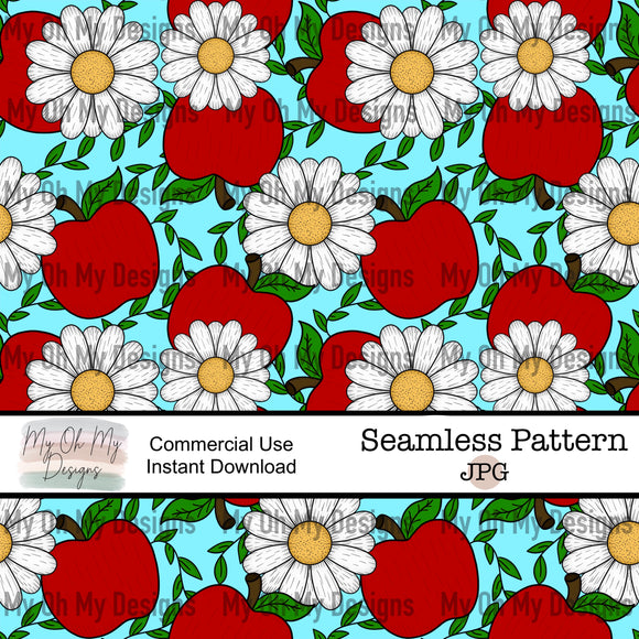 Apples and daisy flowers - Seamless File