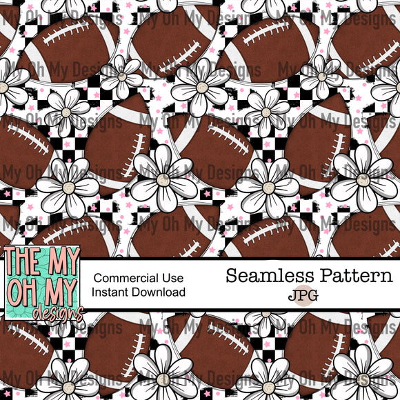 Football, flowers, floral, Checkerboard  - Seamless File