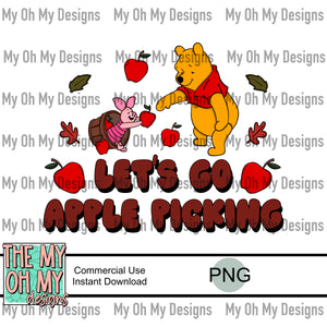 Let’s go apple picking, honey bear - PNG File