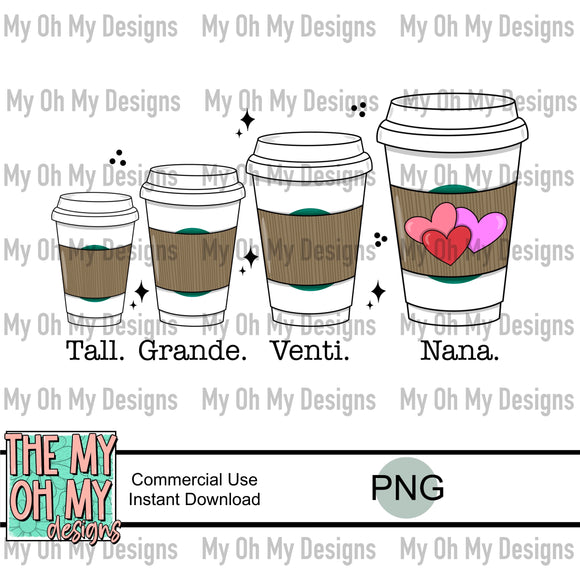 Coffee sizes, nana - PNG File