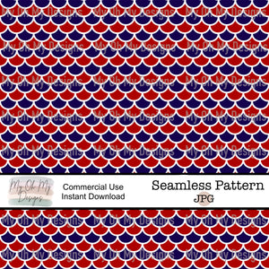 Red white and blue mermaid scales - Seamless File