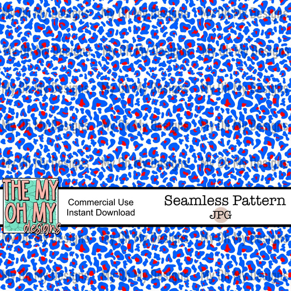 4th of July, Leopard Print - Seamless File