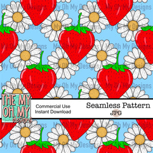 Strawberry, floral, strawberry, flowers - Seamless File