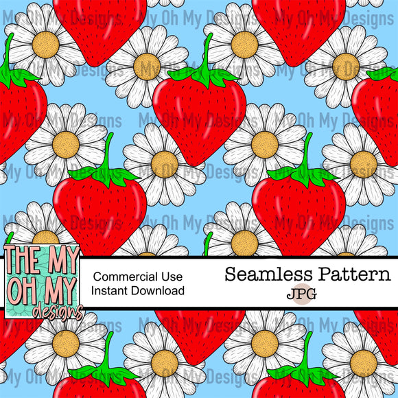 Strawberry, floral, strawberry, flowers - Seamless File