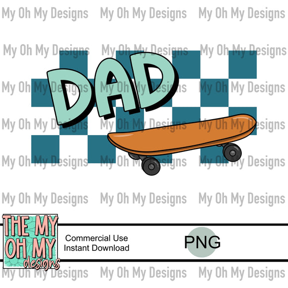 Dad, checkerboard, skateboard - PNG File