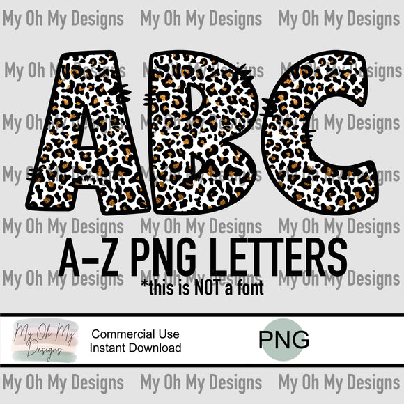 Alphabet Set, glitter leopard print - PNG File