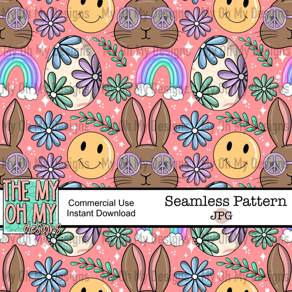 Hippy bunny, Easter, floral, tie dye - Seamless File