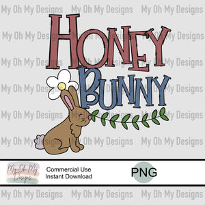 Honey Bunny - flowers, leaves, Easter - PNG File