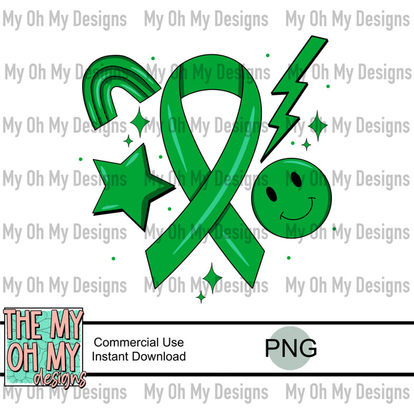 Cerebral Palsy Ribbon, green ribbon - PNG File