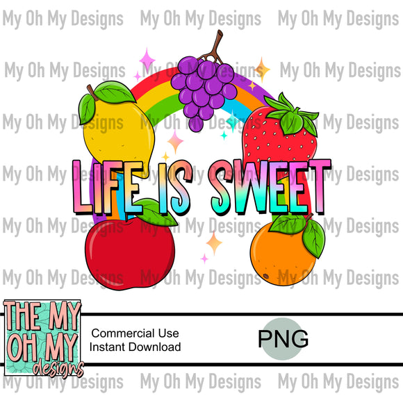 Life is sweet, fruit, rainbow, summer - PNG File