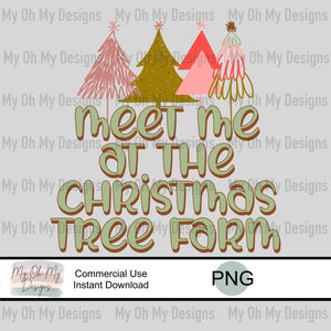 Meet me at the Christmas tree farm, Christmas doodle trees - PNG File