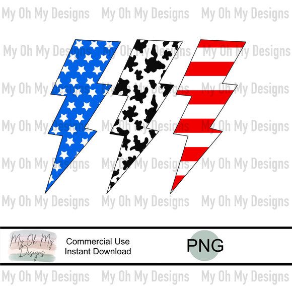 4th of July lightening bolts - PNG File