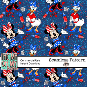 Mouse, duck, 4th of July - Seamless File