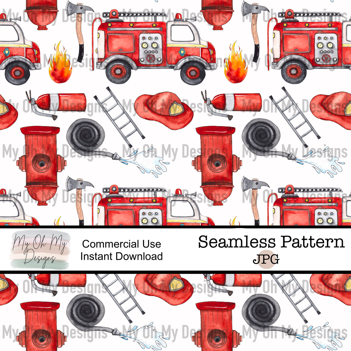 Firefighter, Fireman - Seamless File – The My Oh My Designs