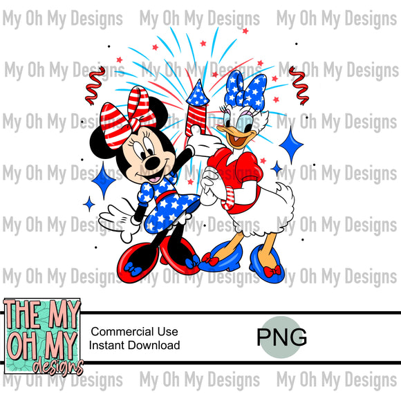 Mouse and duck, 4th of july - PNG File