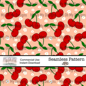 Cherry, Cherries, flower, floral - Seamless File