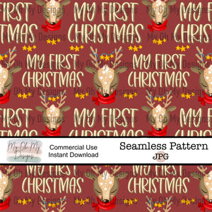 My first Christmas, reindeer - Seamless File
