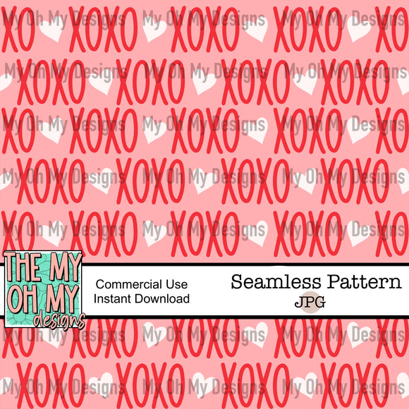XOXO hearts, Valentines Day - Seamless File